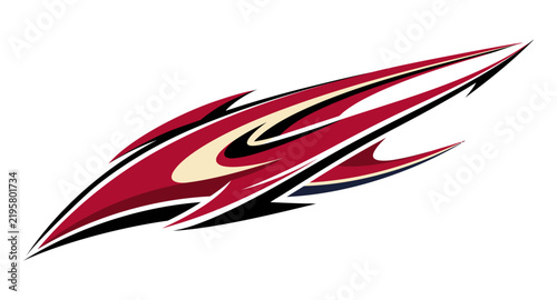 Sport vehicle racing wrap graphic design with dark red and beige element stripes.
