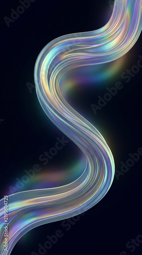 Elegant Flowing Iridescent Light Ribbon on a Dark Background
