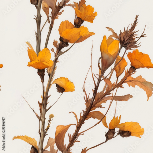 autumn leaves on a white seamless background vector
