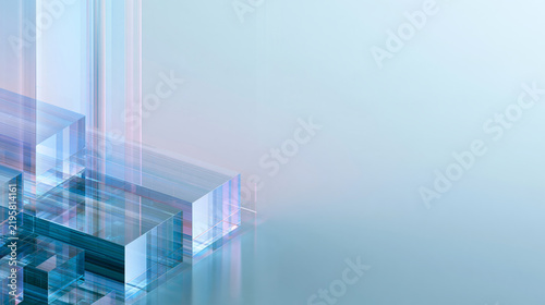 Blue transparent geometric cube technology background