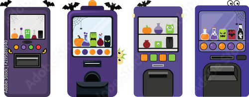 Halloween Vending Machines with Spooky Potion Bottles.