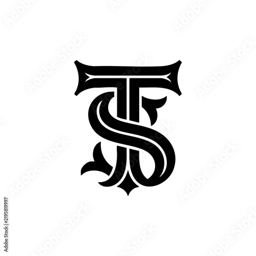 ST monogram logo design letter text name symbol monochrome logotype alphabet character simple logo