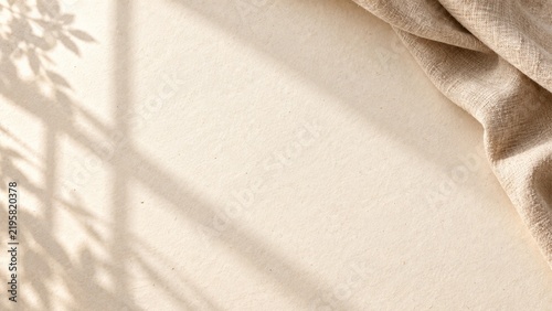 Minimal Natural Paper Background With Folded Linen and Soft Window Light