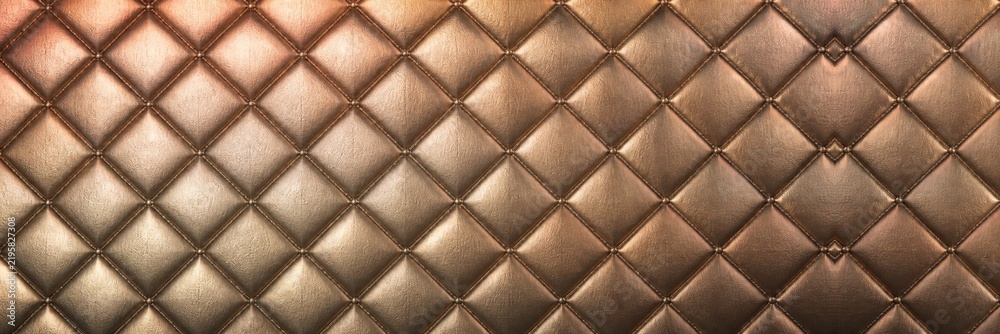 Naklejka premium Close up of a brown quilted leather texture with a diamond pattern and soft lighting