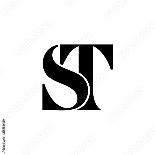 ST monogram logo design letter text name symbol monochrome logotype alphabet character simple logo