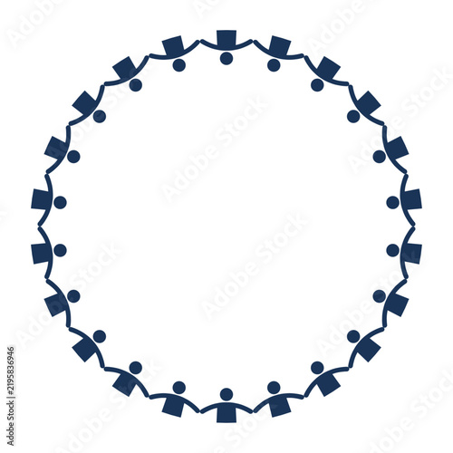 Unity and Harmony Symbol with People Holding Hands in a Circle Design