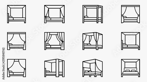 Fotografie Bedroom Furniture Layouts with Canopy Beds and Storage Variations