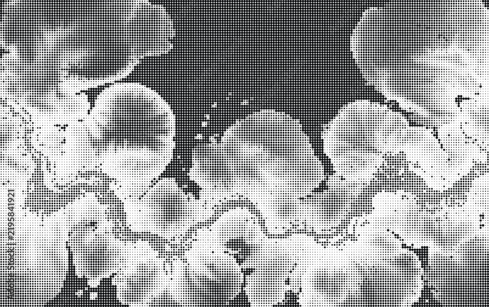 Fototapeta premium Abstract monochrome halftone pattern with dot matrix texture simulating smoke or clouds