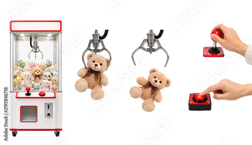 Claw Machine Teddy Bear Arcade Game Elements Collection