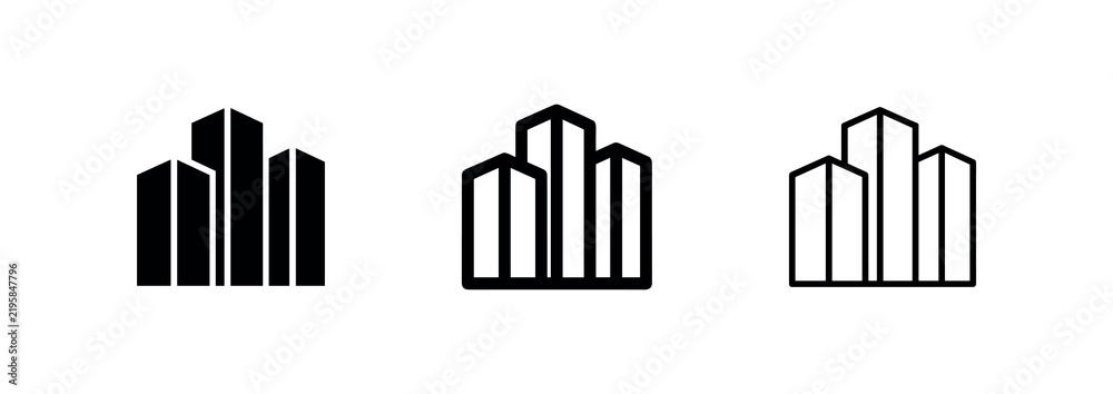 Obraz premium Modern Skyscrapers and Urban Architecture Building Icon Set