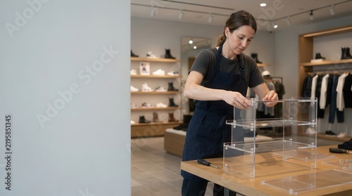 Associate Assembling Transparent Acrylic Shoe Display Shelves