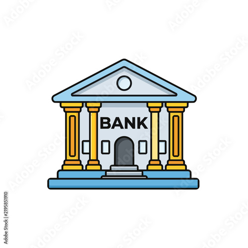 Bank Building Icon Isolated on White Background, Classical Architecture Symbol for Banking, Finance, Business, Investment and Financial Services