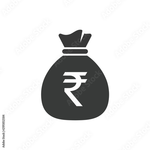 Indian Rupee Money Bag Icon, Minimalist Currency Symbol for Finance, Banking, Savings, Investment and Wealth Concepts