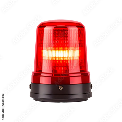 Red emergency siren isolated on transparent background, red alert warning beacon light for alarm, alert, security and emergency signal concepts