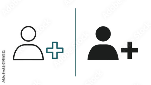Add user icon featuring a person silhouette and a plus symbol interface management