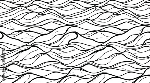Abstract flowing line pattern featuring organic wave shapes in a minimalist black and white design