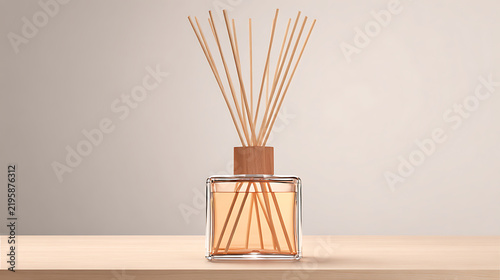 Elegant Wellness Product Concept with Wooden Diffuser Reeds for Spa, Lifestyle, and Decor Themes