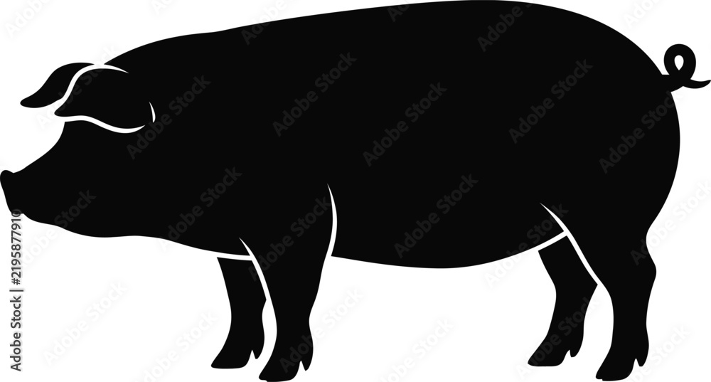 Obraz premium Silhouette of a pig standing in profile