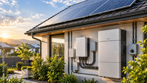 Solar energy distributed home battery system wall mounted inverter residential roof panel power storage