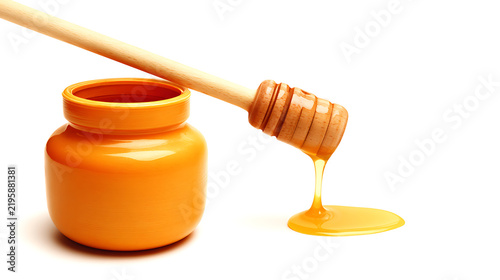 Modern Culinary Sweetener Concept with Pouring Honey Liquid for Kitchen, Recipe, and Cafe Themes