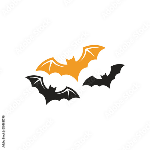Halloween Bats Flying Silhouette - Orange and Black