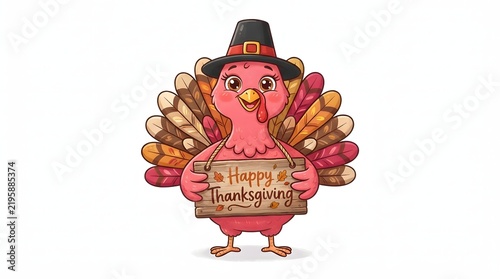 A festive thanksgiving turkey character holding a delicious meal ready for celebration