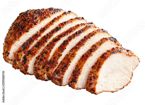 Grilled chicken breast isolated on a white background.
