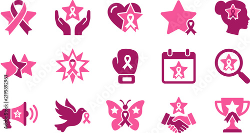 A vibrant collection of vector illustrations dedicated to breast cancer awareness month promoting hope support and early detection for all