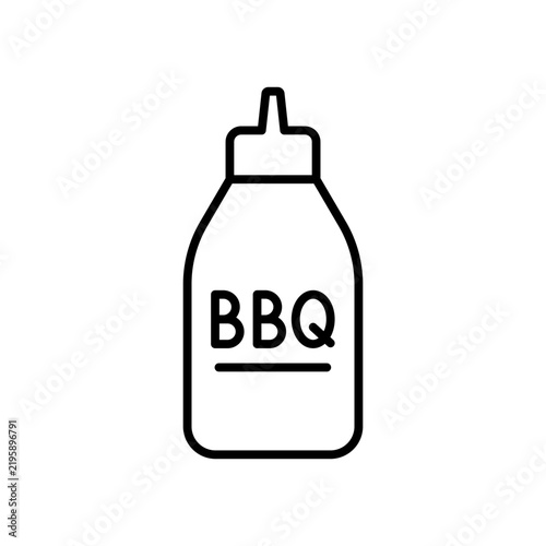 BBQ Sauce Bottle Condiment Flavor Outline Vector Icon