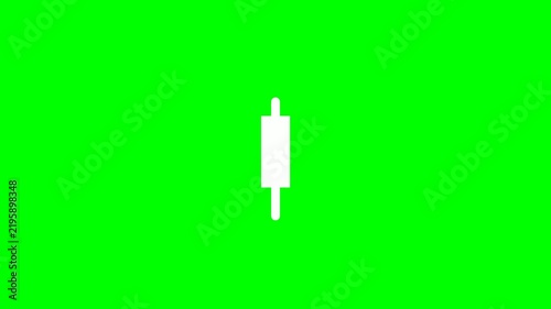 White Candlestick Chart Symbol on Green Screen Background.