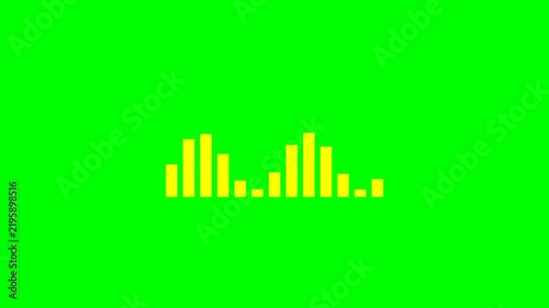 Yellow Audio Waveform on Green Screen Background.
