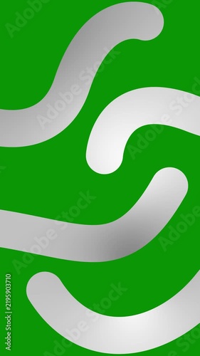 Animated silver decorative wavy lines is drawn. Linear vertical background.  Looped video. Vector illustration isolated on green background.
