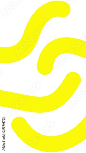 Animated yellow decorative wavy lines is drawn. Linear vertical background.  Looped video. Vector illustration isolated on white background.