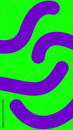 Animated violet decorative wavy lines is drawn. Linear purple background. Looped video. Vector illustration isolated on green background.