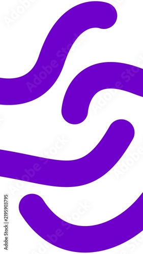 Animated violet decorative wavy lines is drawn. Linear purple background. Looped video. Vector illustration isolated on white background.