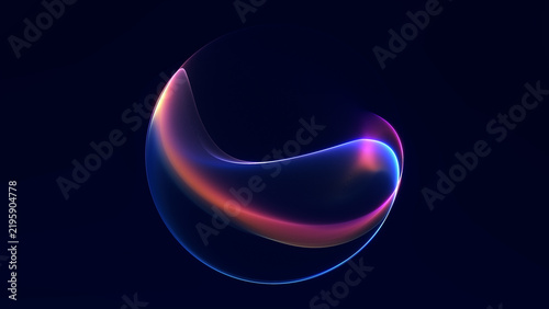 Colorful neon glass sphere on dark background with luminous gradients, perfect for futuristic, premium and creative tech themes.