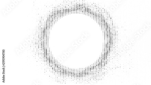 Monochrome halftone ring of dots on light background, a clean geometric abstract for editorial, branding and modern design.