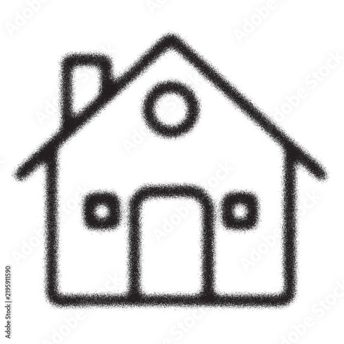 House silhouette icon with grainy texture and white background