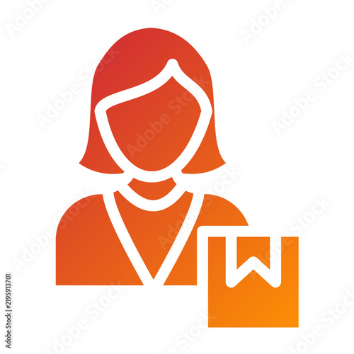 Delivery Women Line Icon Style