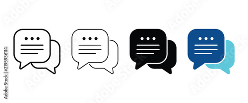 Speech bubble message icons in various styles for digital communication with speech bubbles