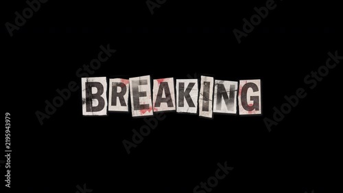 Breaking Paper Grunge Typography Text Animation on Transparent