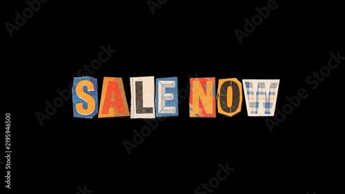 Sale Now Paper Grunge Typography Text Animation on Transparent