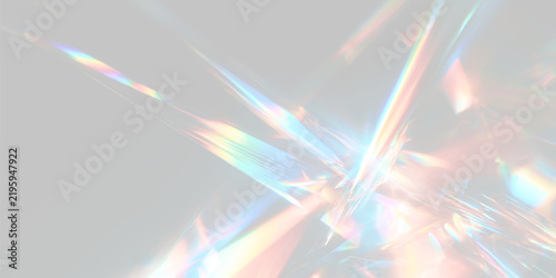 Quadro su tela Sharp, angular light refractions create vivid, colorful streaks against a dark background