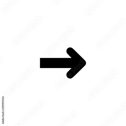Arrow right icon. Solid black glyph of an arrow right for user interface design.