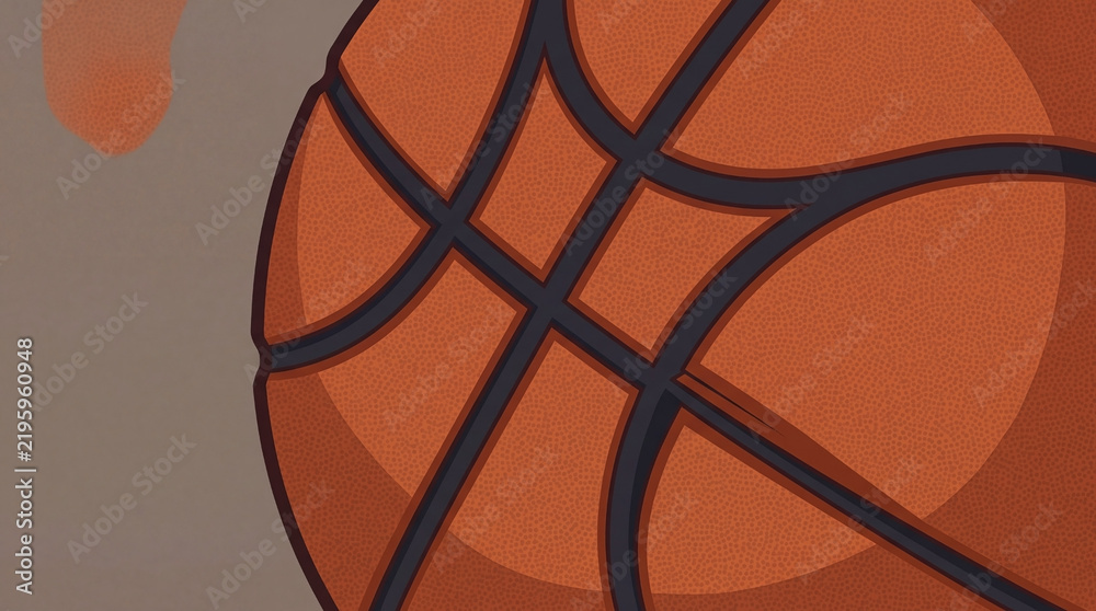 Fototapeta premium Basketball ball closeup showing texture and lines