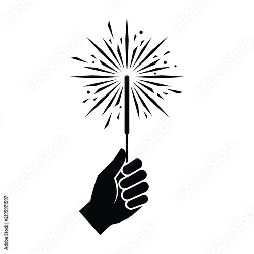 Hand holding sparkler firework celebration symbol