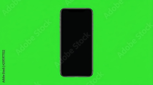 Modern Smartphone with Blank Black Screen Isolated on Chroma Key Green Background for Digital Mockup