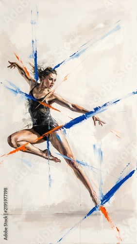 Dynamic painting of a dancer in motion with abstract brush strokes