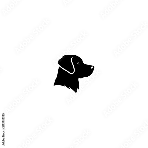 Simple black silhouette of a dog head.