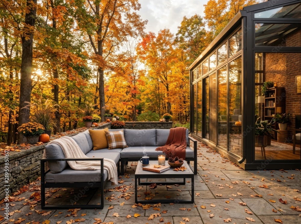 Obraz premium Cozy autumn outdoor living space , Fall And Autumn Season, Halloween, Thanksgiving